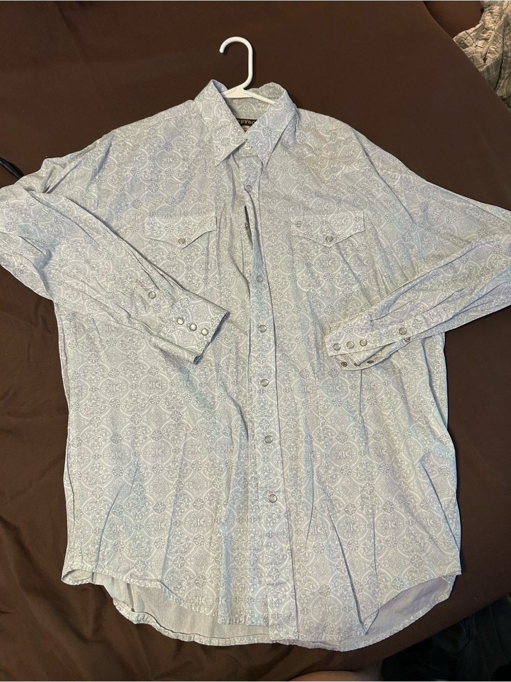 Stetson Light Blue Paisley Casual Button-Down Shirt